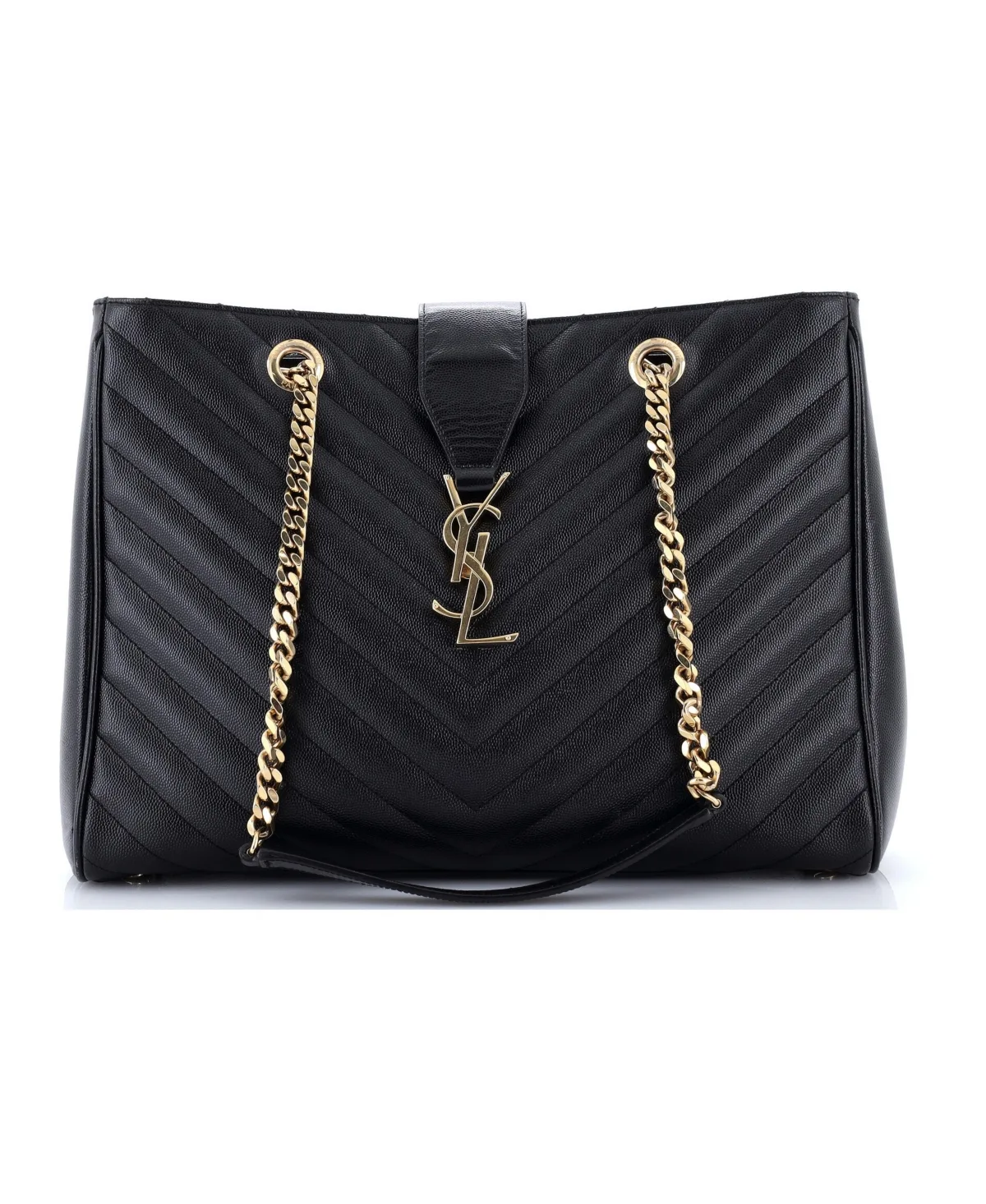 Pre-Owned Saint Laurent Large Classic Monogram Shopper Matelasse Chevron Leather