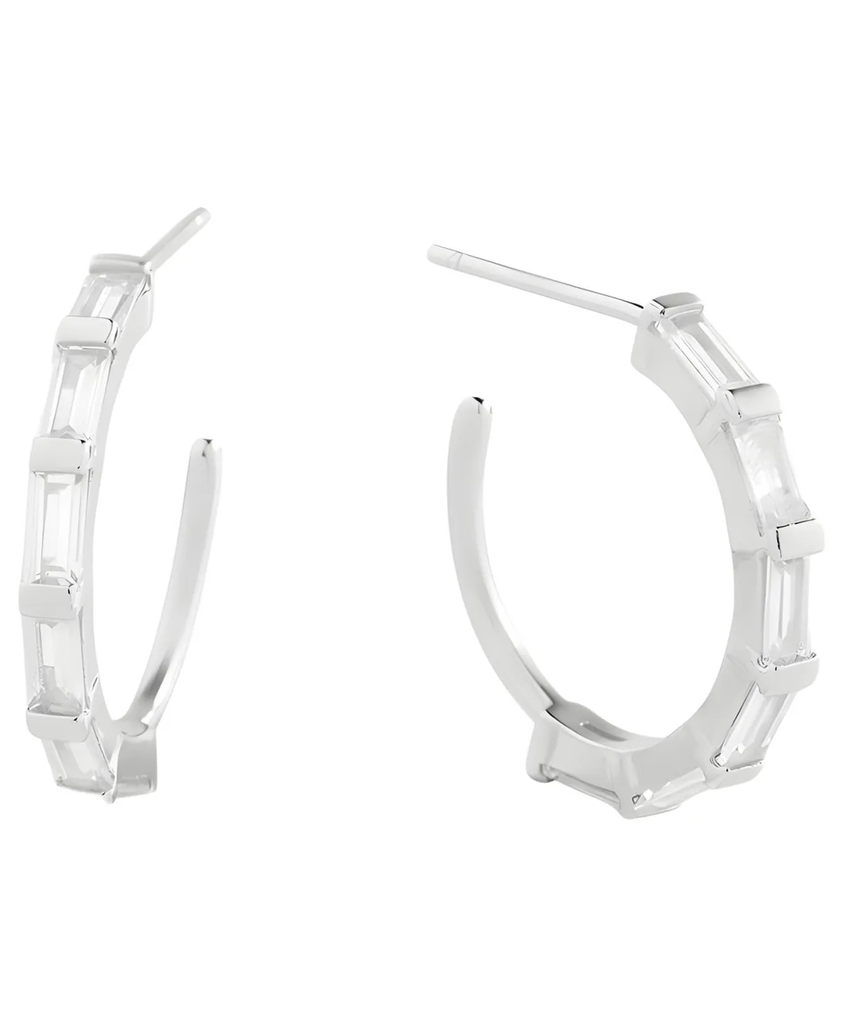 Cubic Zirconia Baguette Hoop Earrings by Mint & Lily