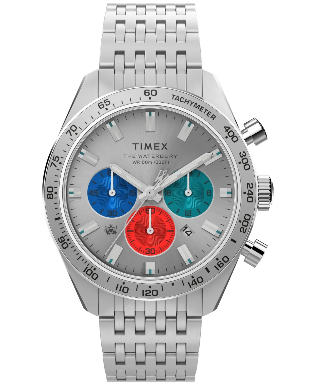 Quartz Waterbury Chronograph Silver-Tone Stainless Steel Watch 41mm by Timex