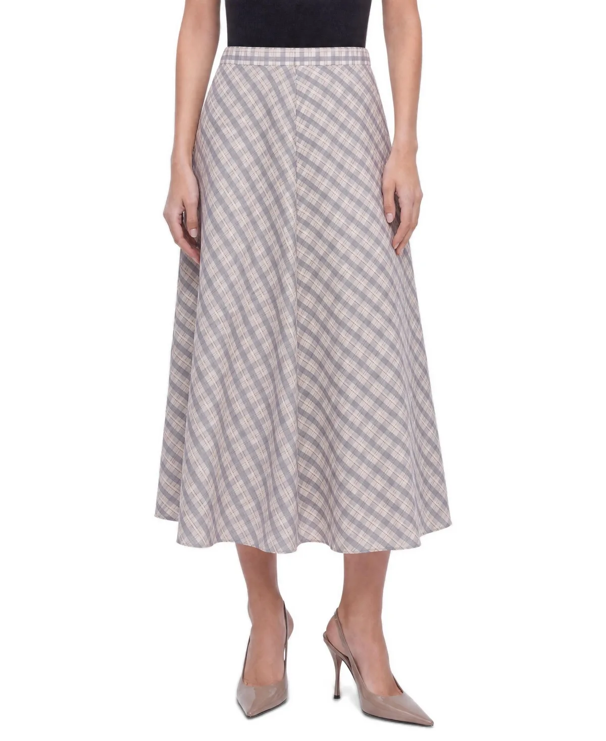 High-Waisted A-Line Midi Skirt