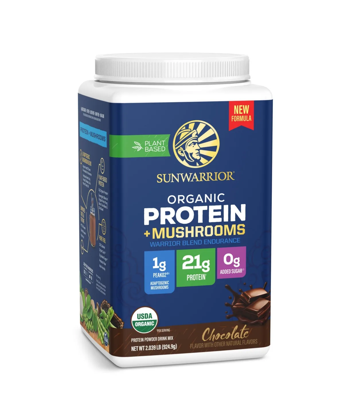 Mushroom Blend Warrior Protein Powder, Chocolate, 25 Servings by Sunwarrior