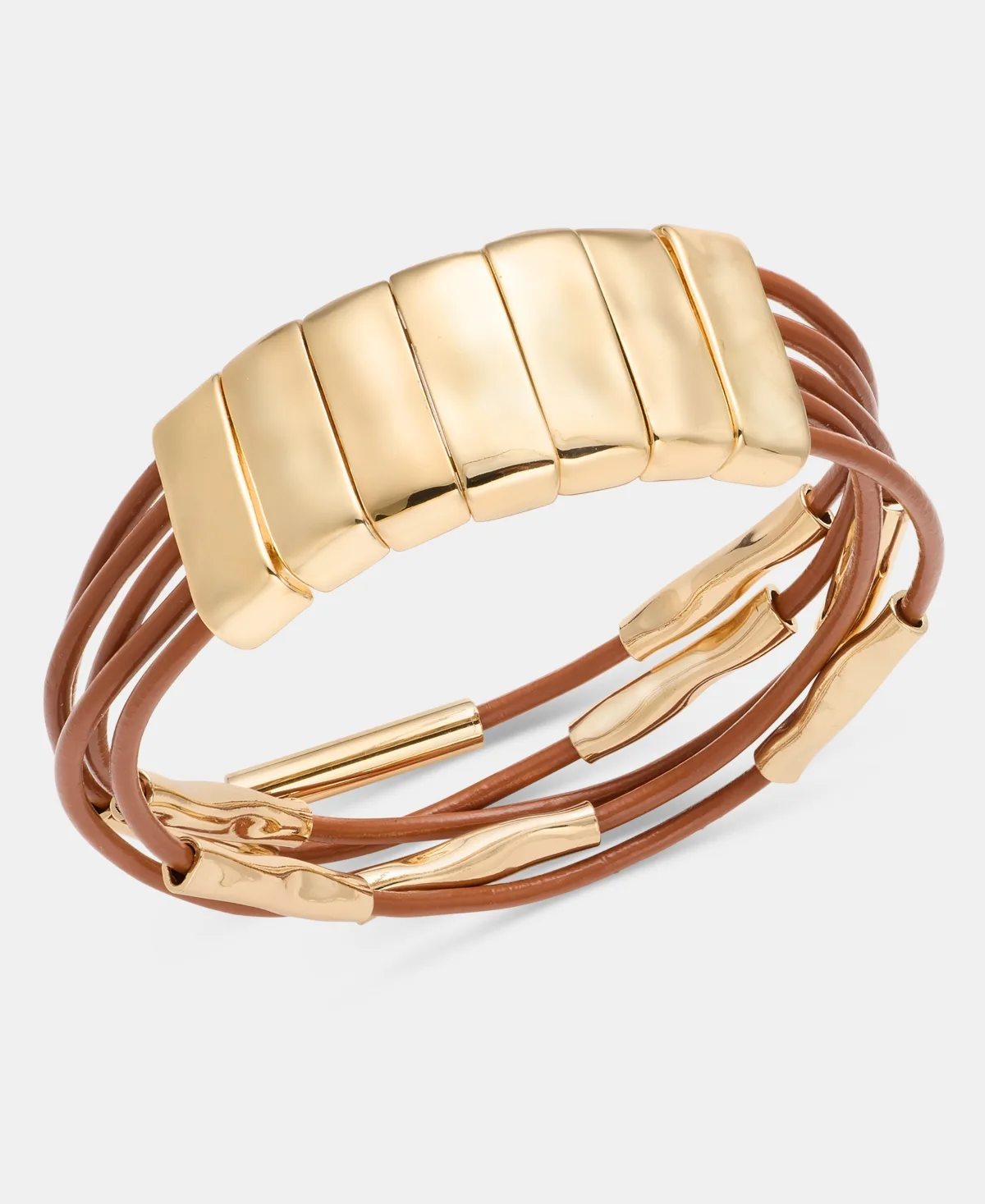 Gold-Tone Leather Stretch Multi-Strand Bracelet by Style & Co