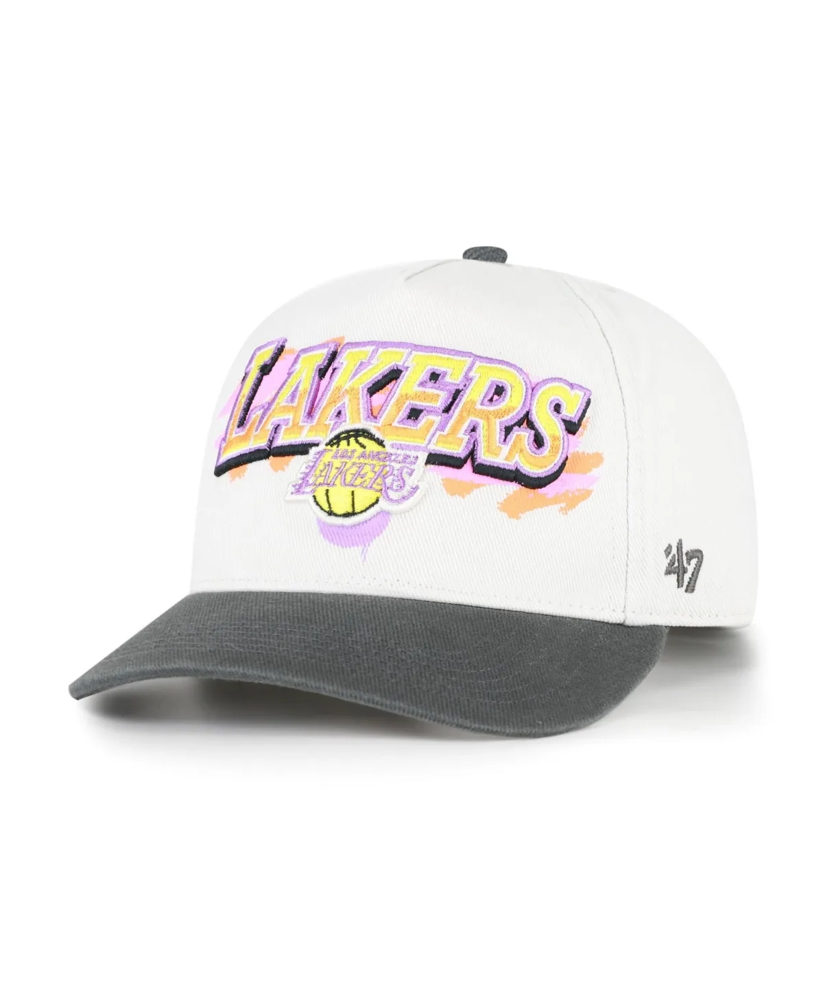 Cream/Black Los Angeles Lakers City Paint Hitch Adjustable Hat by 47 Brand