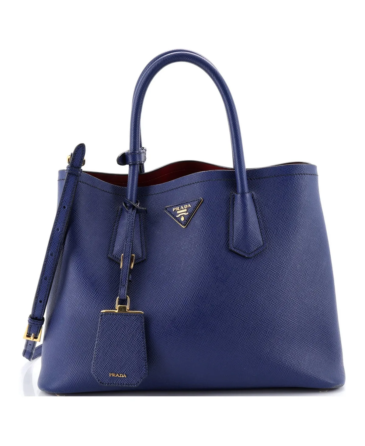 Pre-Owned Prada Medium Cuir Double Tote Saffiano Leather by Gucci