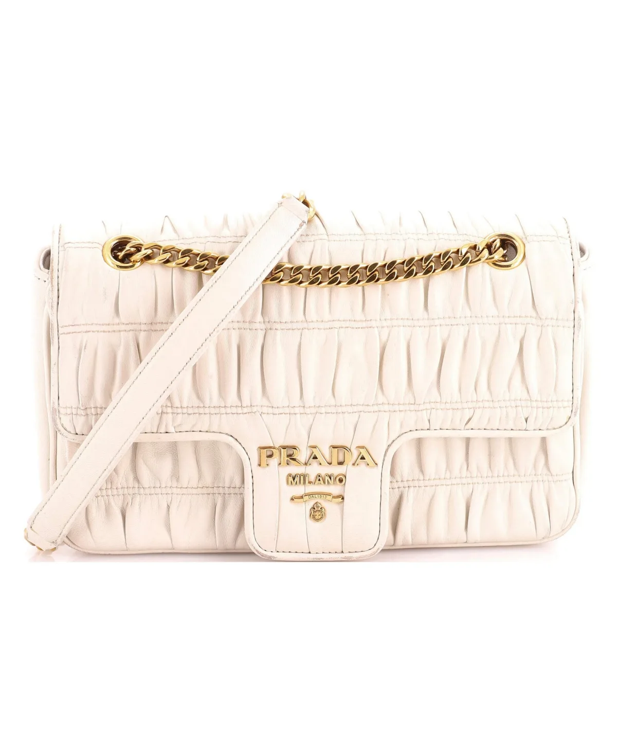 Pre-Owned Prada Medium Chain Flap Shoulder Bag Nappa Gaufre by Prada