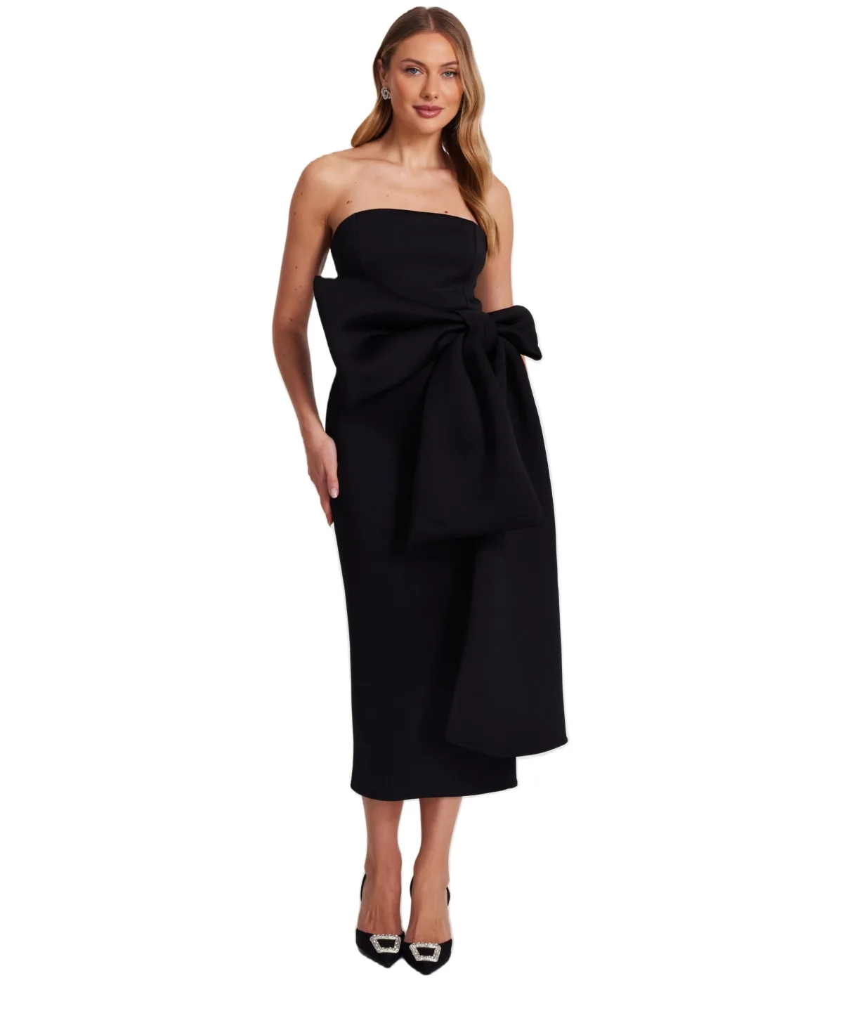 Strapless Bow Detail Maxi Dress