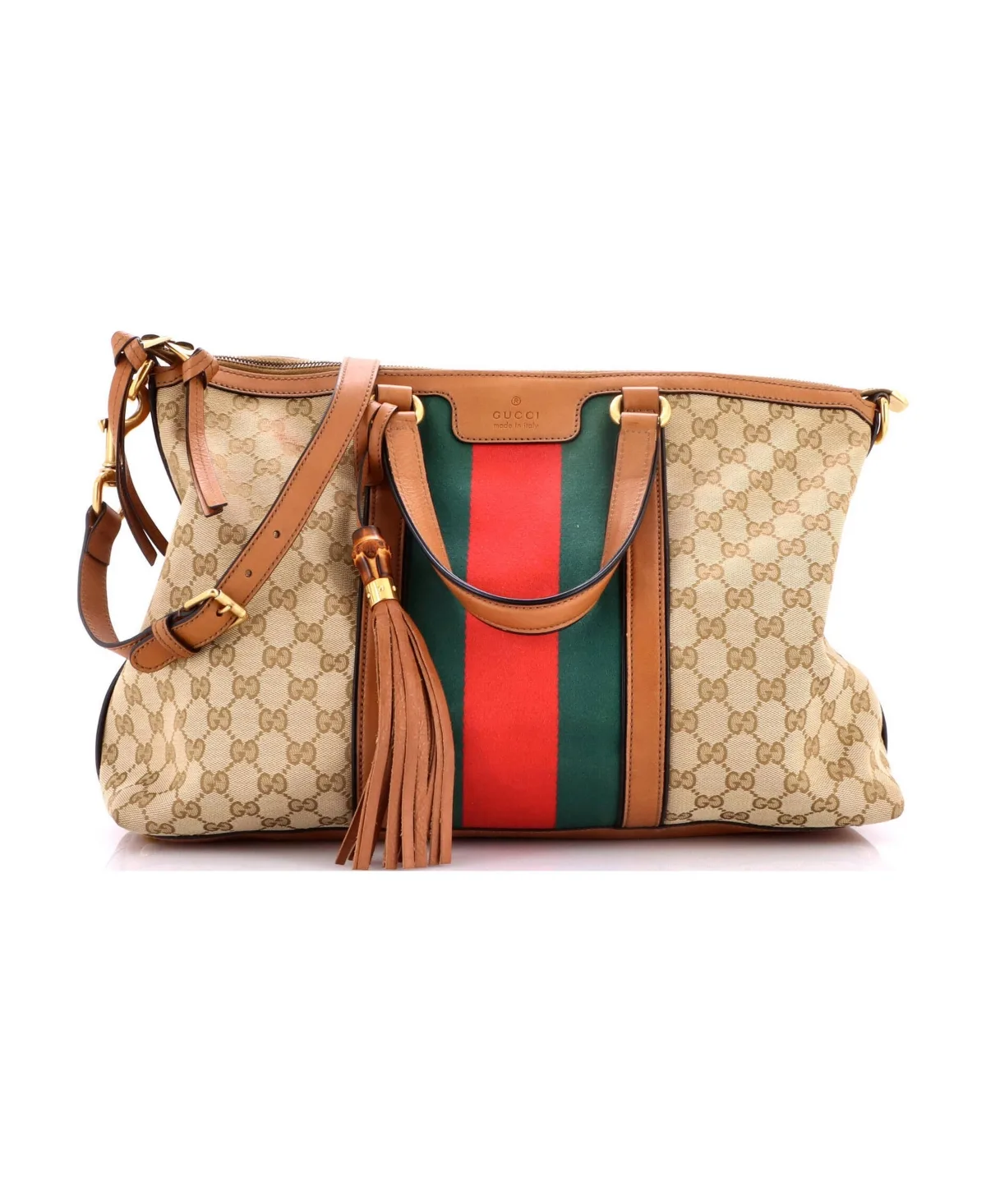 Pre-Owned Medium Rania Convertible Top Handle Bag Web Gg Canvas by Gucci