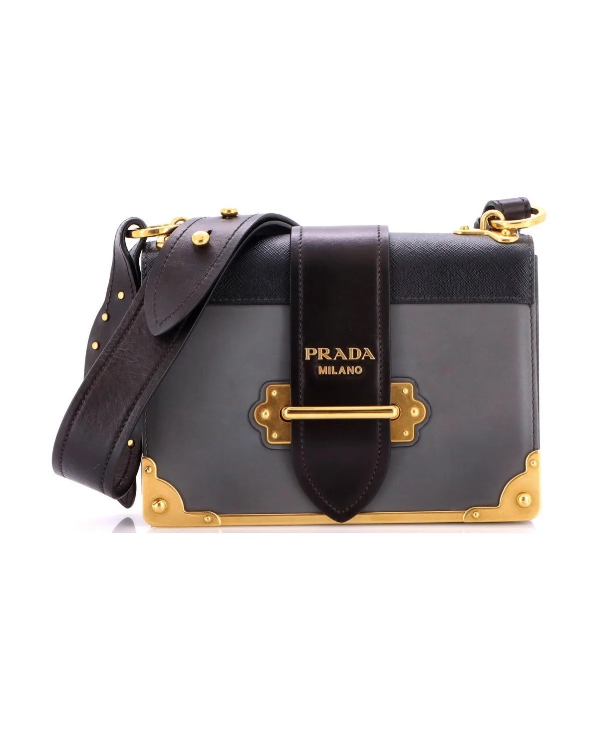 Pre-Owned Prada Small Cahier Crossbody Bag Leather and Saffiano Leather