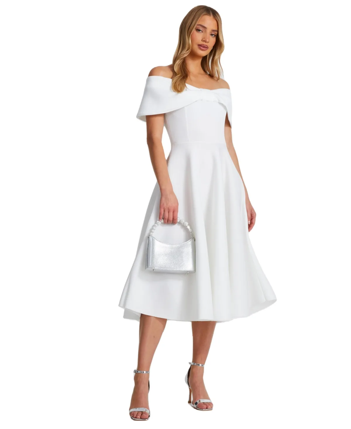 Bow Detail Skater Dress by Quiz
