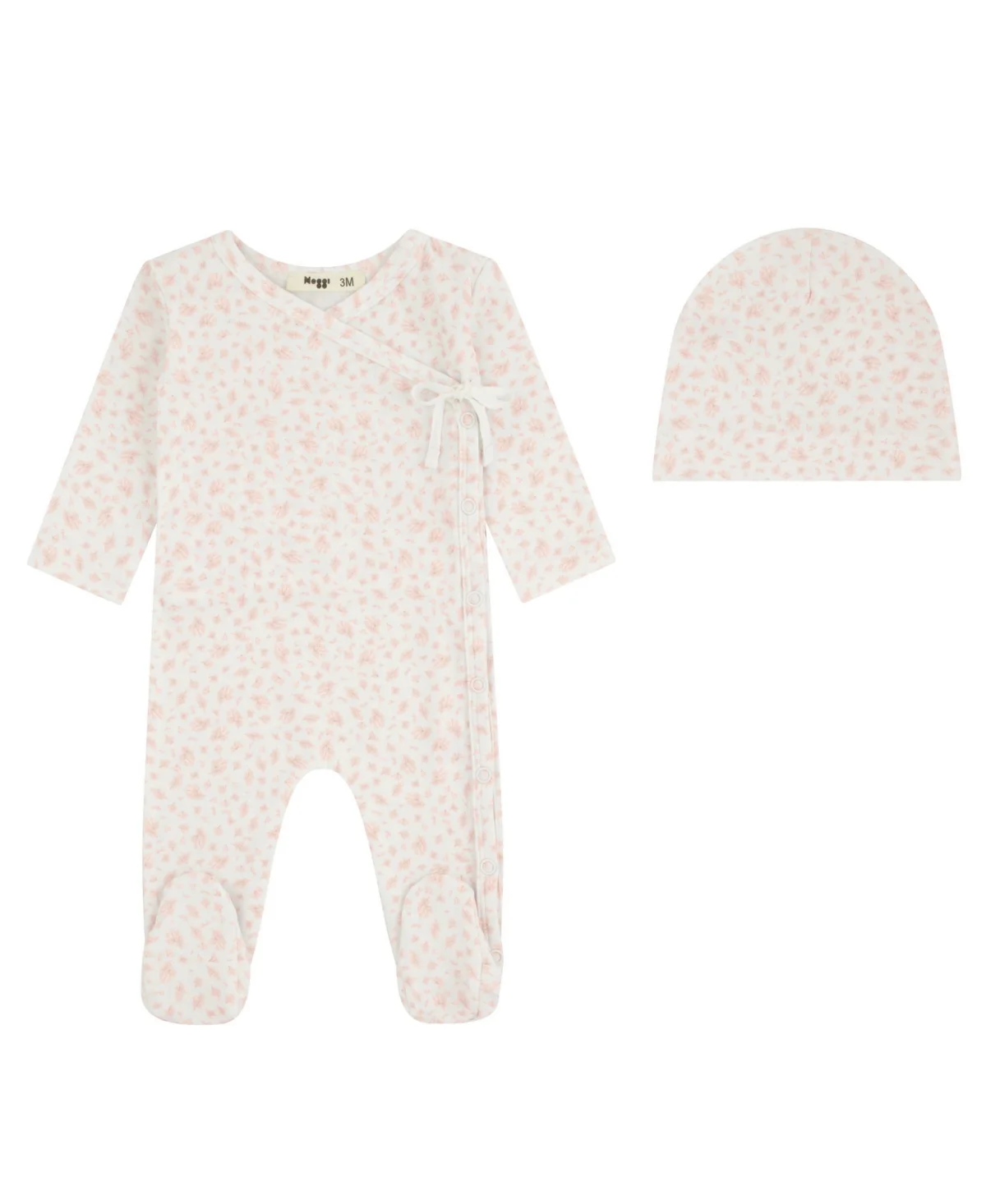 Floral-Print Wrap-Front Long-Sleeve Footie and Beanie, 2-Piece Set by Noggiwear