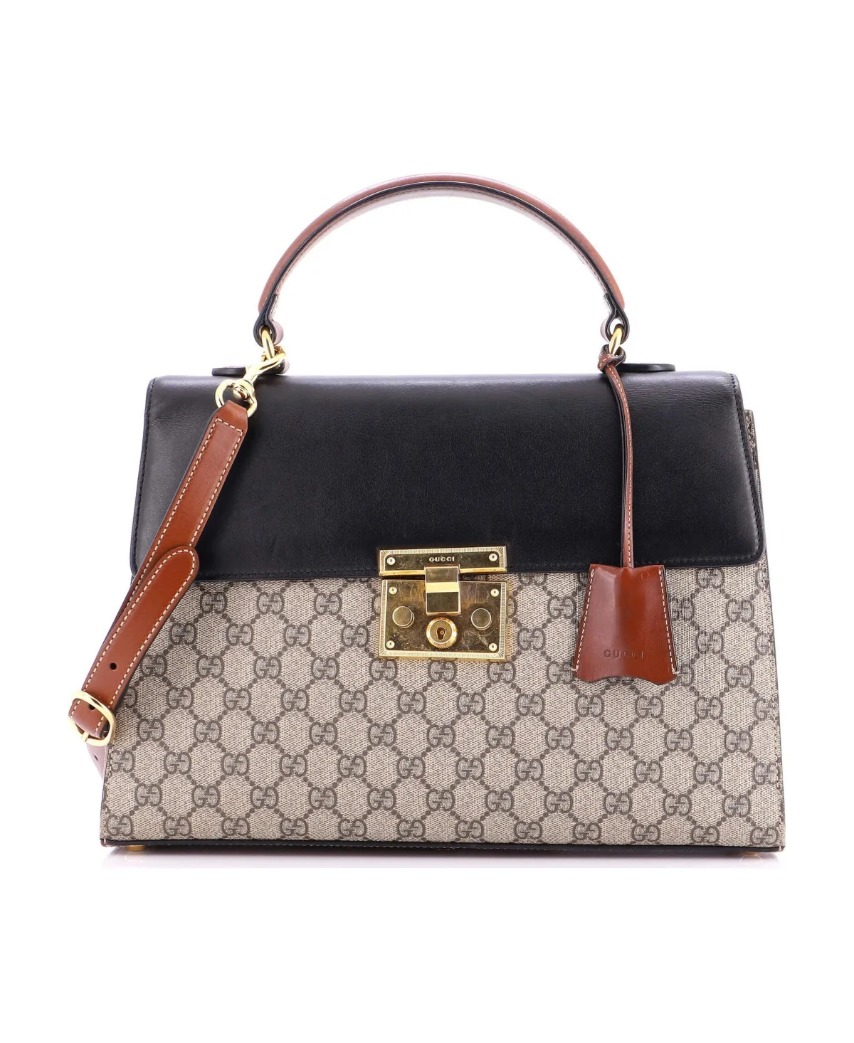 Pre-Owned Gucci Medium Padlock Top Handle Bag GG Coated Canvas and Leather by Prada