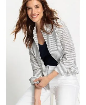 Striped Cropped Shirt Set by Olsen