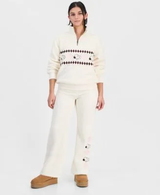 Snoopy Quarter Zip Sherpa Pullover Top Pants by Grayson Threads the Label