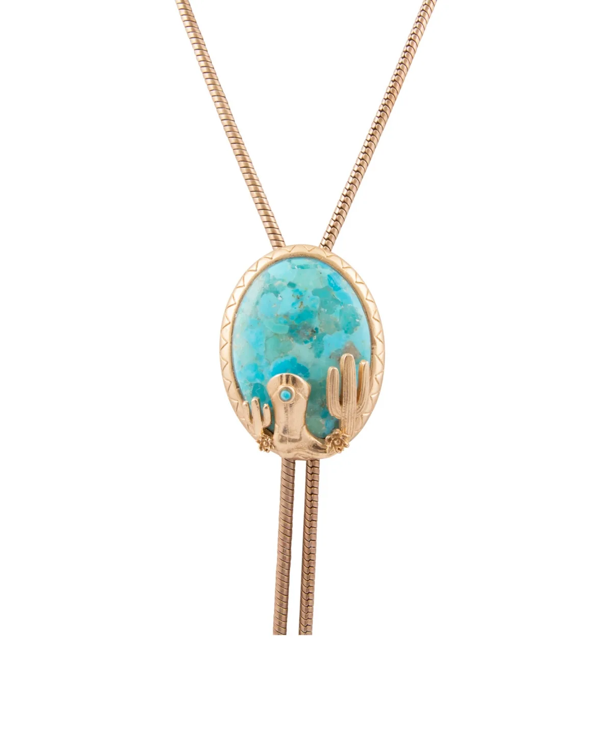Genuine Blue Turquoise Bolo Tie Pendant Necklace by Barse