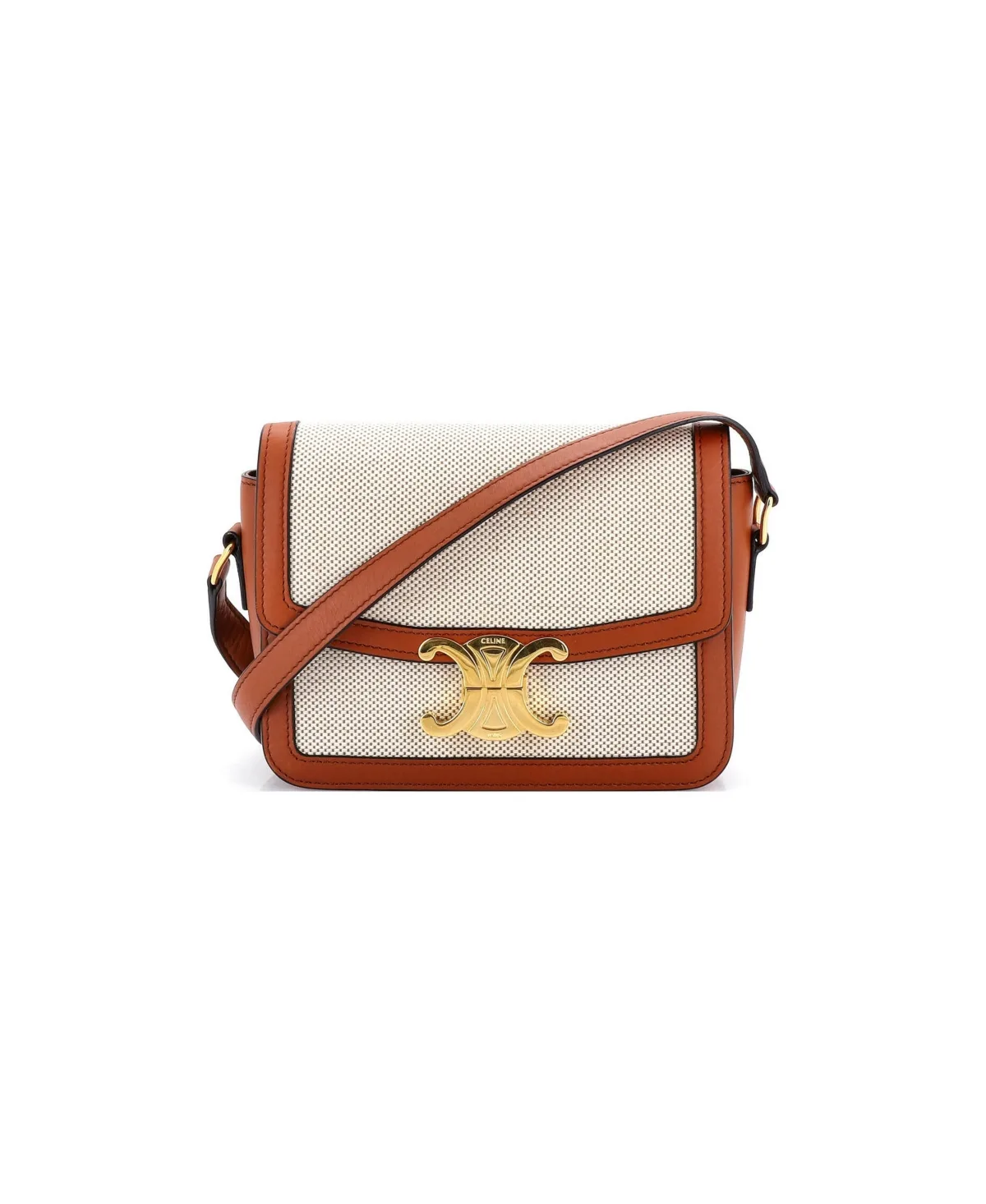 Pre-Owned Celine Teen Triomphe Shoulder Bag Canvas with Leather by Gucci