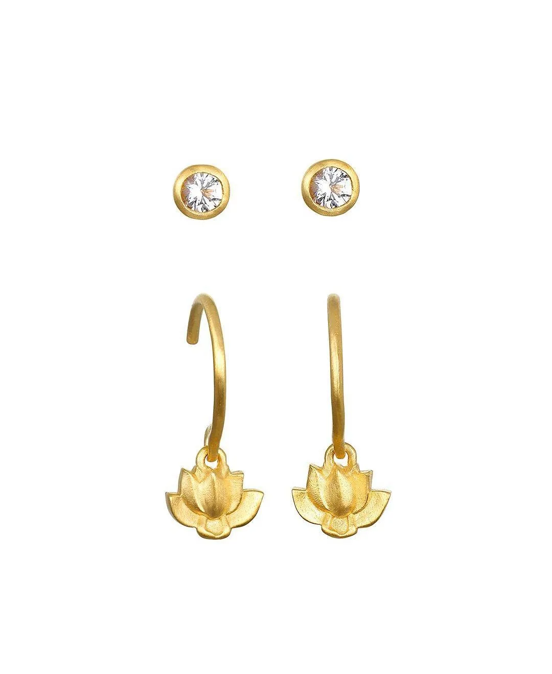 Satya Jewelry Manifesting New Beginnings White Topaz Lotus Earring Set by Satya Jewelry