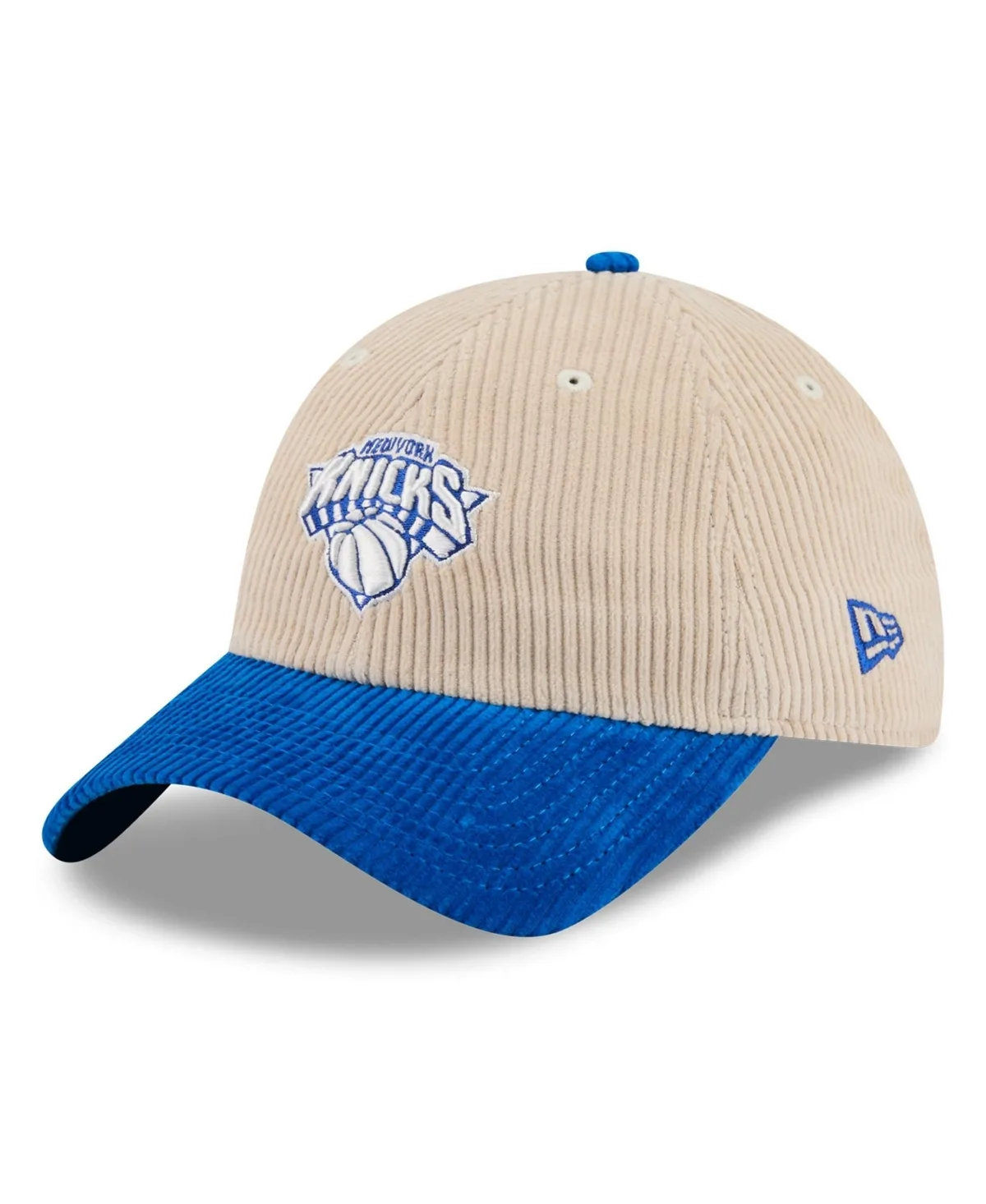 New Era Cream/Blue New York Knicks Tonal Corduroy Casual Classic Adjustable Hat by New Era