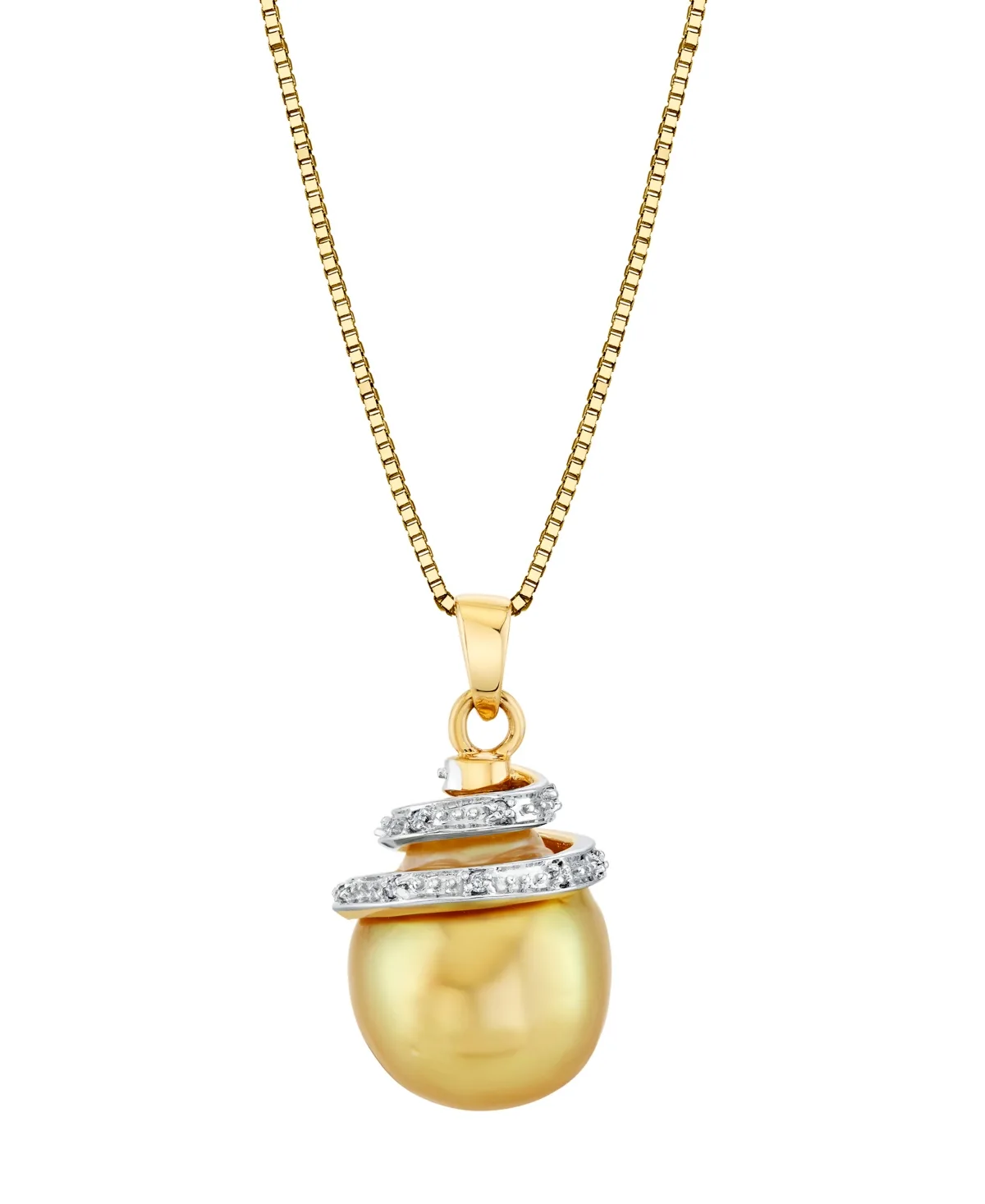 Cultured South Sea Baroque Pearl Pendant (diamond Accent) in 14k Yellow Gold