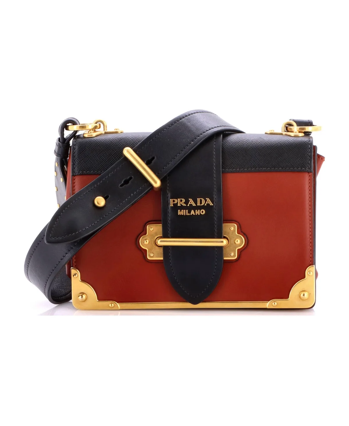 Pre-Owned Prada Small Cahier Crossbody Bag Leather and Saffiano Leather