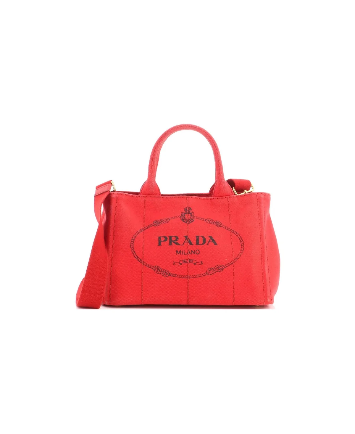 Pre-Owned Prada Mini Canapa Convertible Tote Canvas