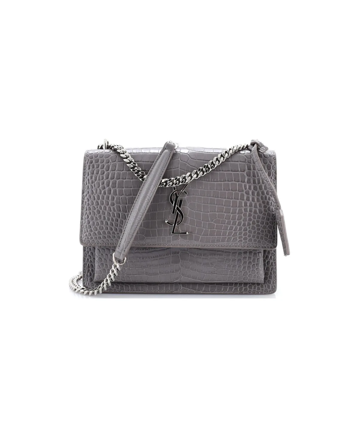 Pre-Owned Medium Sunset Crossbody Bag Embossed Leather by Saint Laurent