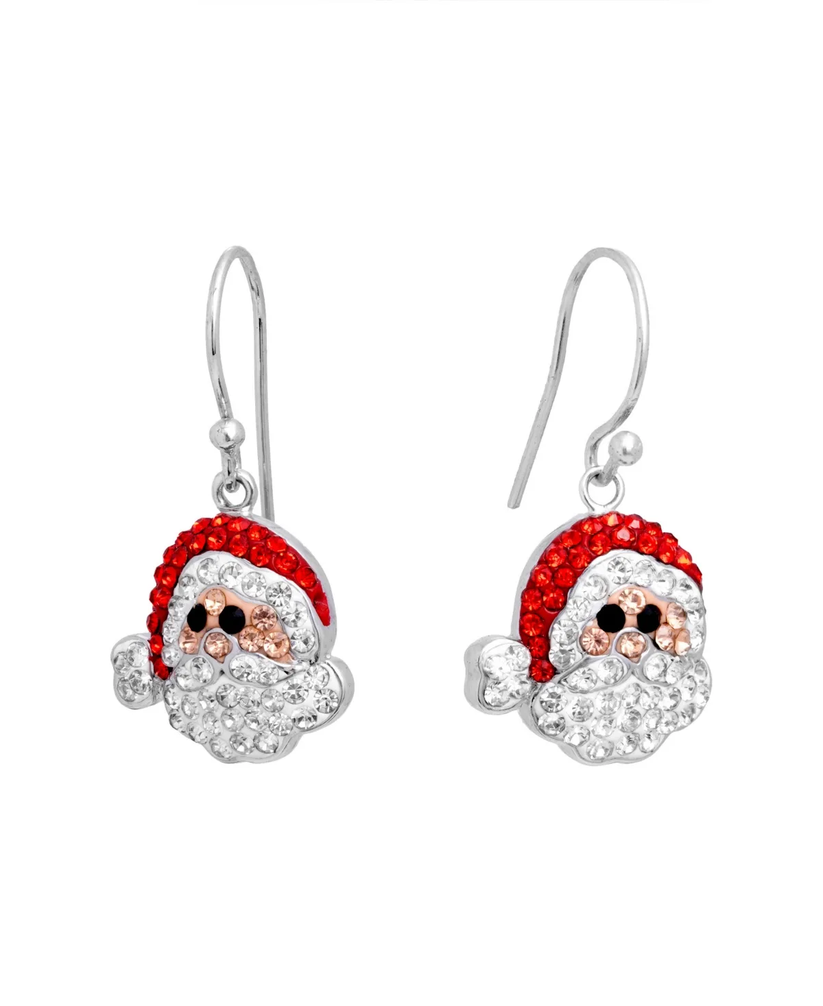 Crystal Silver-Tone Santa Drop Earrings