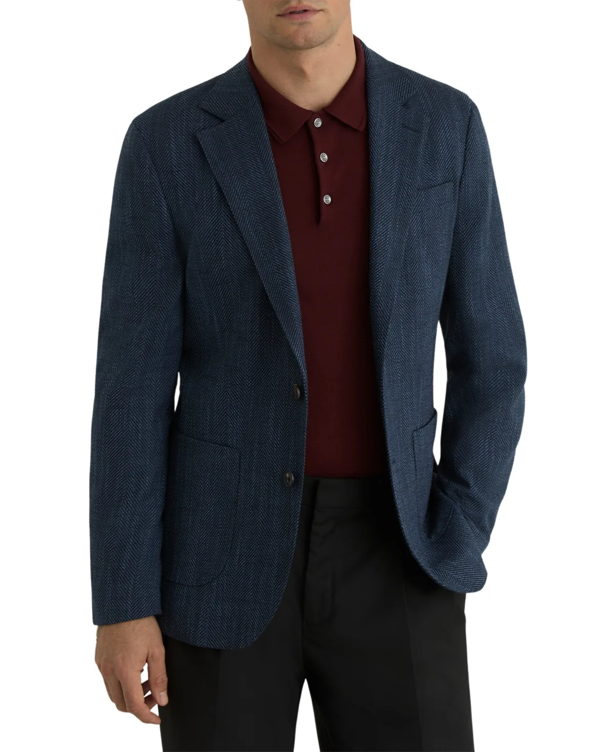 Manci Herringbone Single-Breasted Tailored-Fit Blazer by Reiss