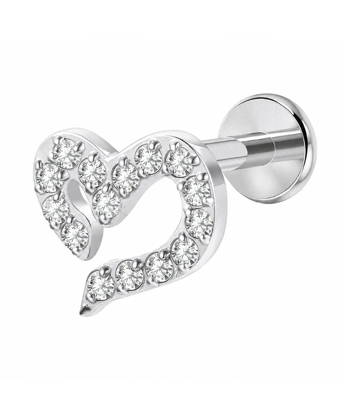 Cubic Zirconia Pave Silver-Tone Open Heart Flat-Back Stud Earrings by Rebl Jewelry