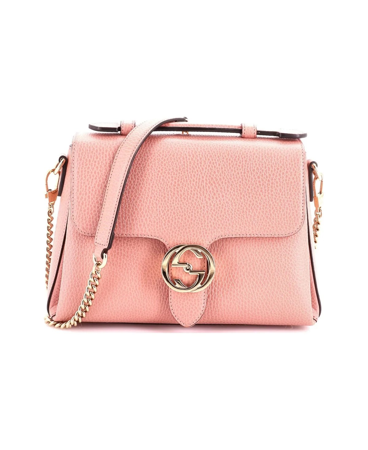Pre-Owned Small Interlocking Top Handle Bag Leather by Gucci