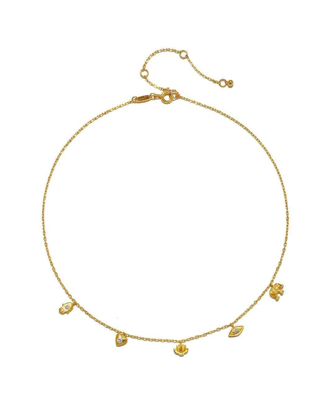 Sacred Symbols White Topaz Charm Choker Necklace