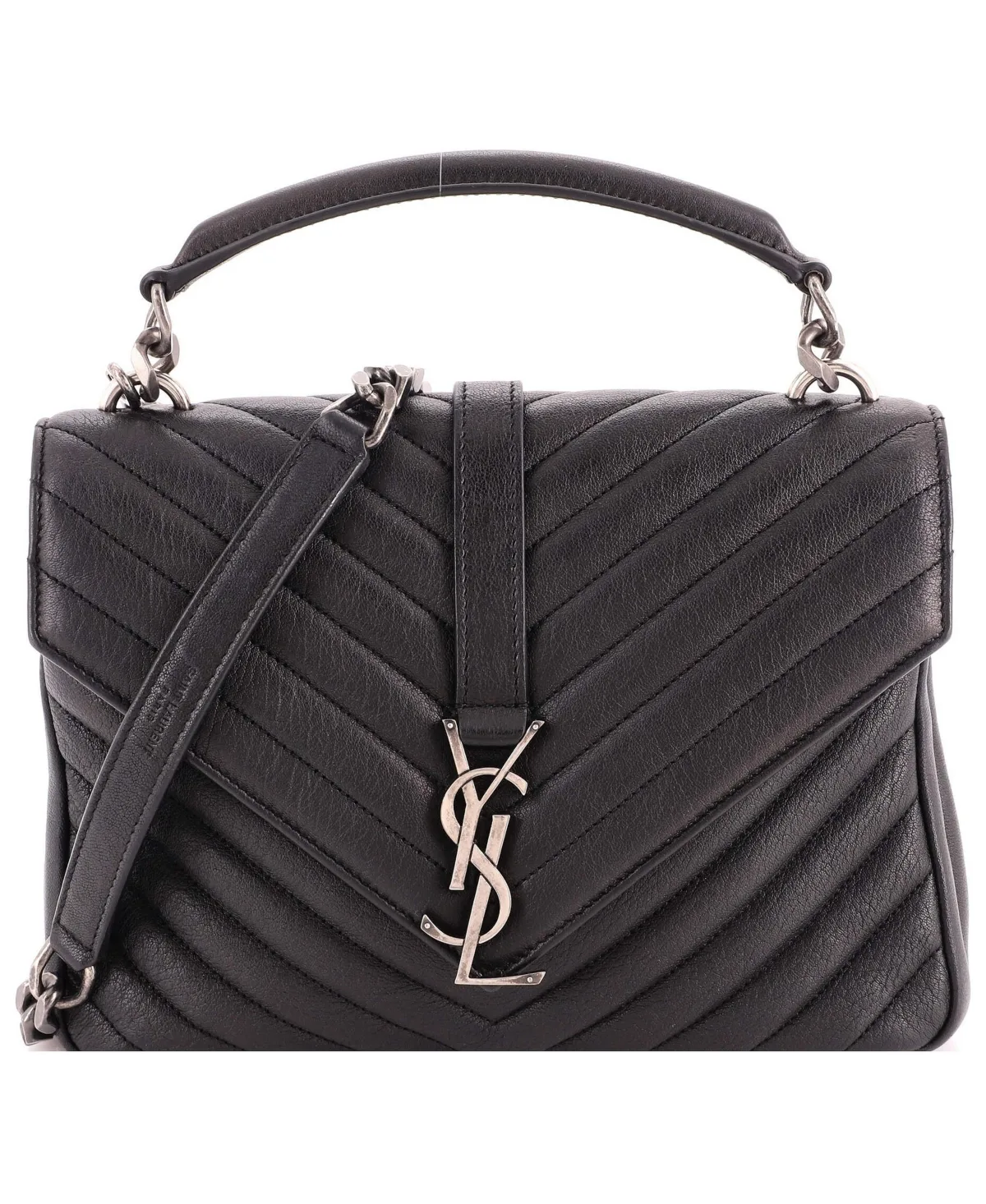 Pre-Owned Medium Classic Monogram College Bag Matelasse Chevron Leather by Saint Laurent