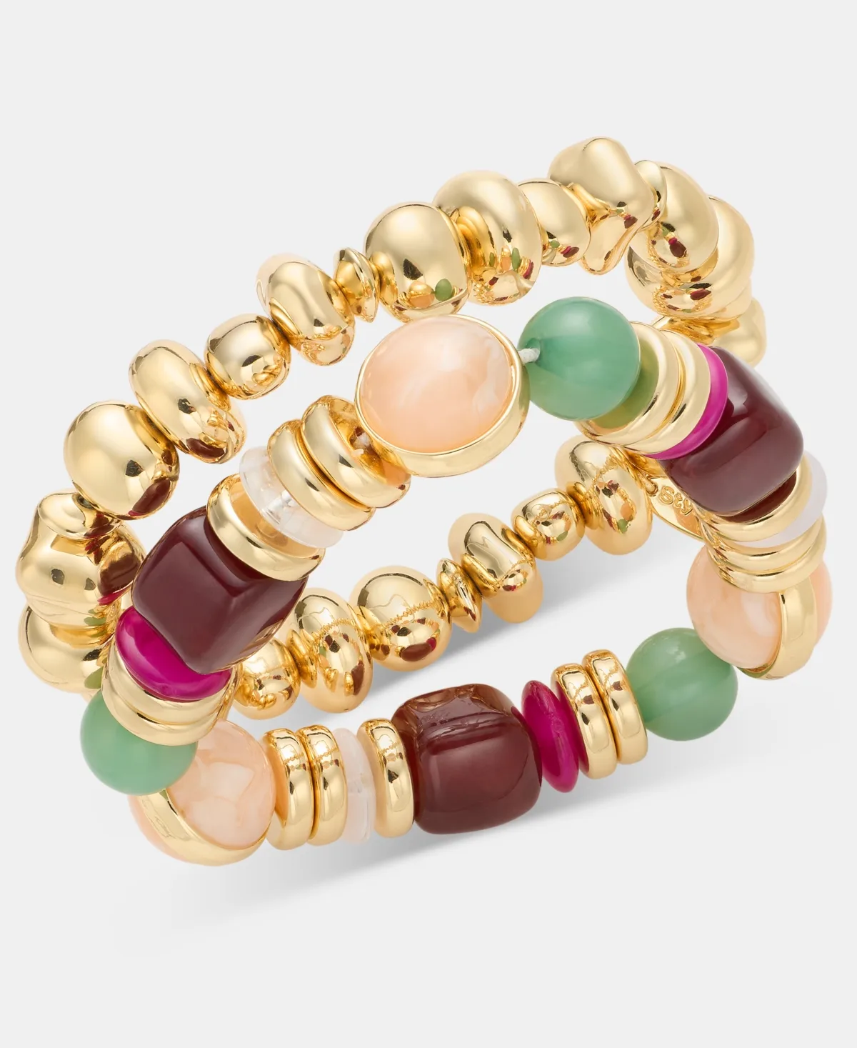 Stackable Beaded Resin/Acrylic Gold-Tone Stretch Bracelet Set by Style & Co