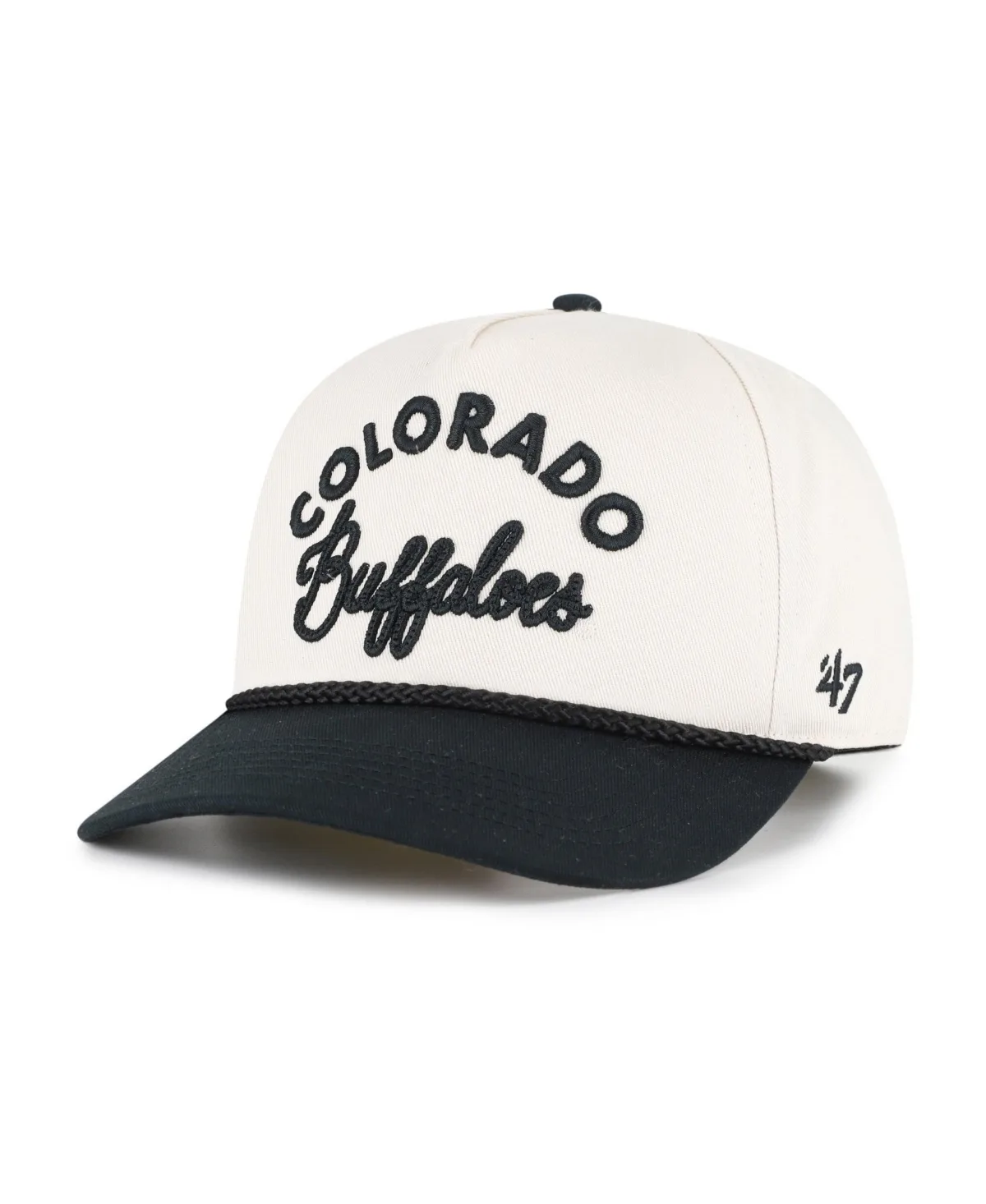 Cream/Black Colorado Buffaloes Rope Script Hitch Adjustable Hat by 47 Brand