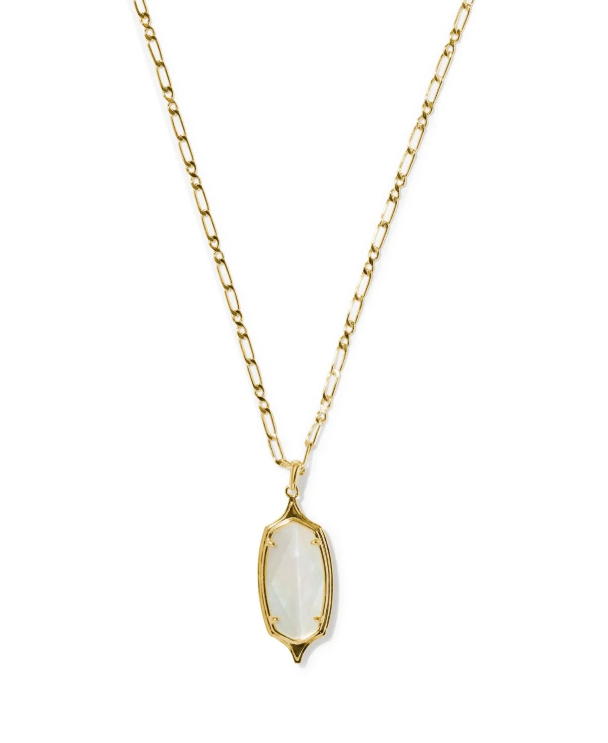 Mother of Pearl Gold-Tone Dani Stepped Frame Long Pendant Necklace