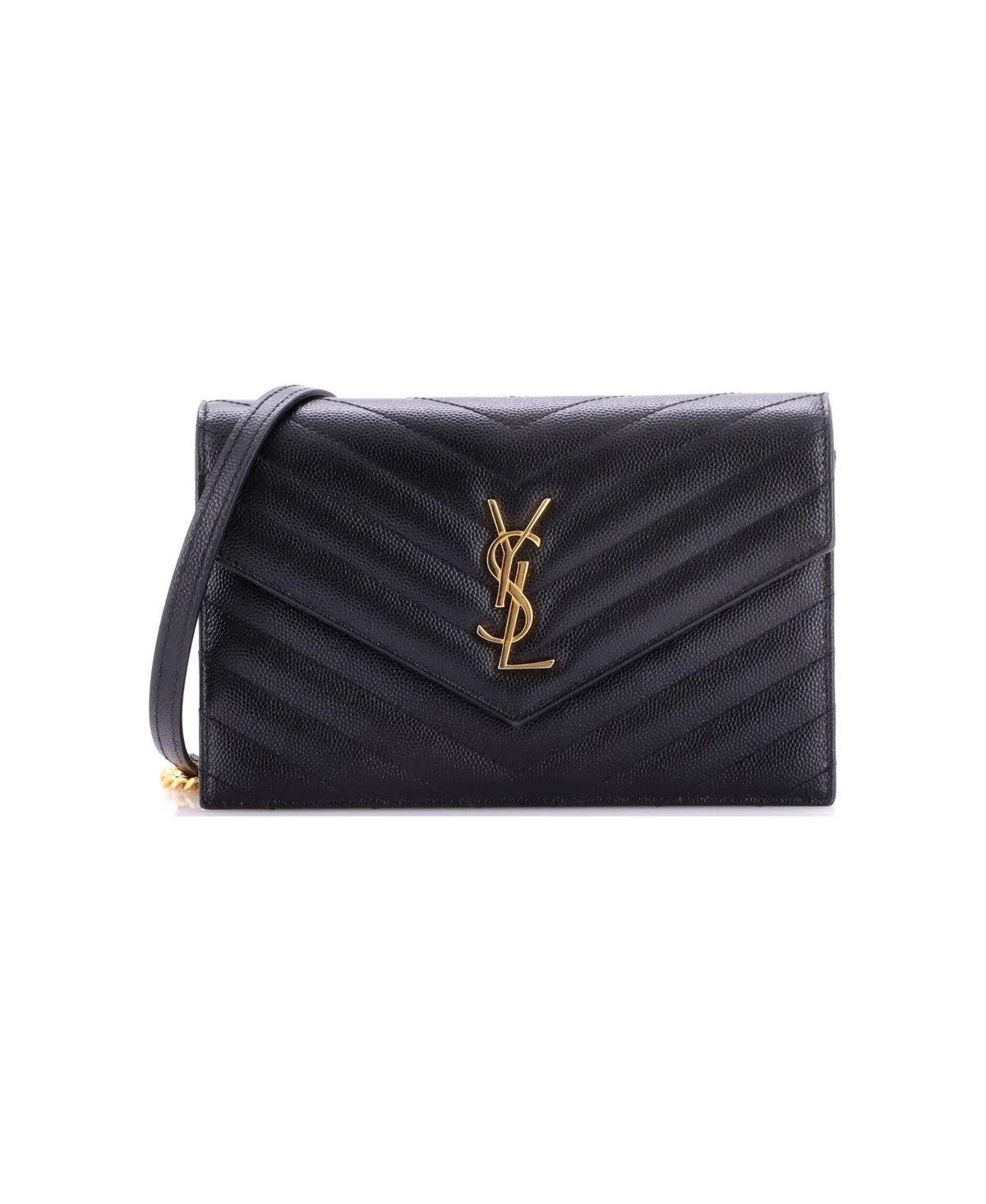 Pre-Owned Small Classic Monogram Wallet on Chain Matelasse Chevron Leather by Saint Laurent