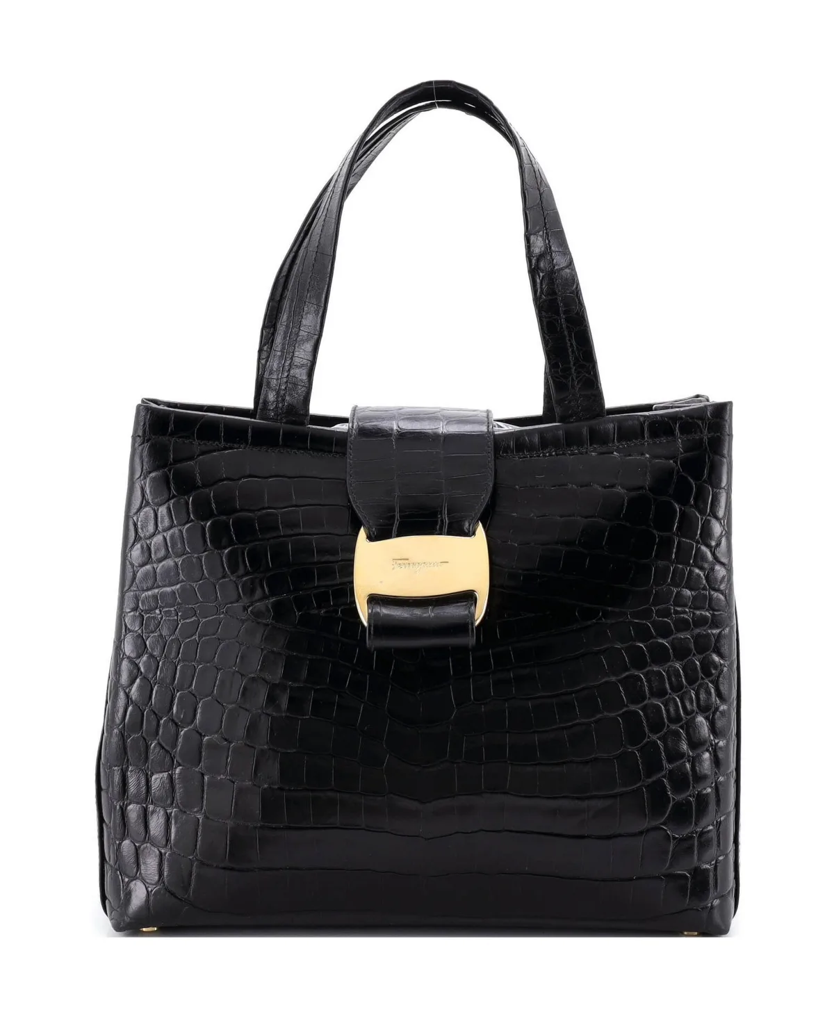 Pre-Owned Small Convertible Vara Bow Tote Embossed Leather by Salvatore Ferragamo