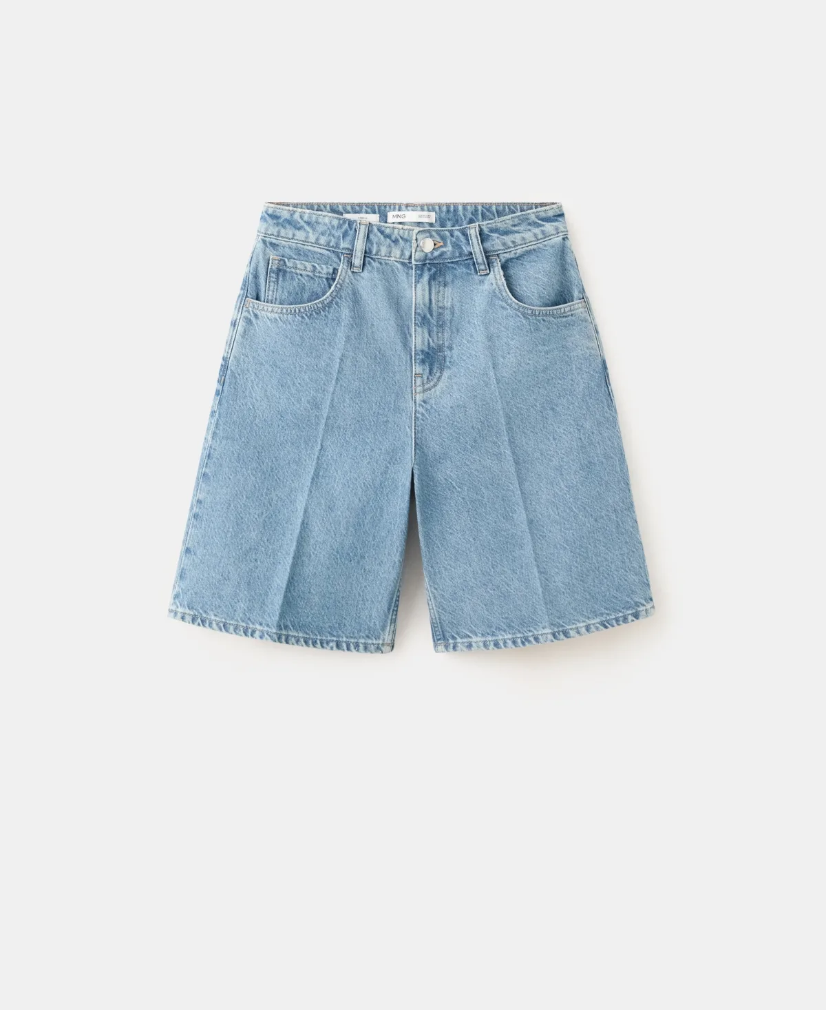High-Waist Straight-Fit Denim Shorts by Mango