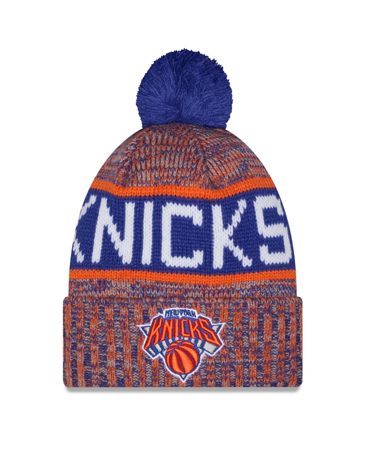 New York Knicks Tri-Color Cuffed with Pom Knit Hat by New Era
