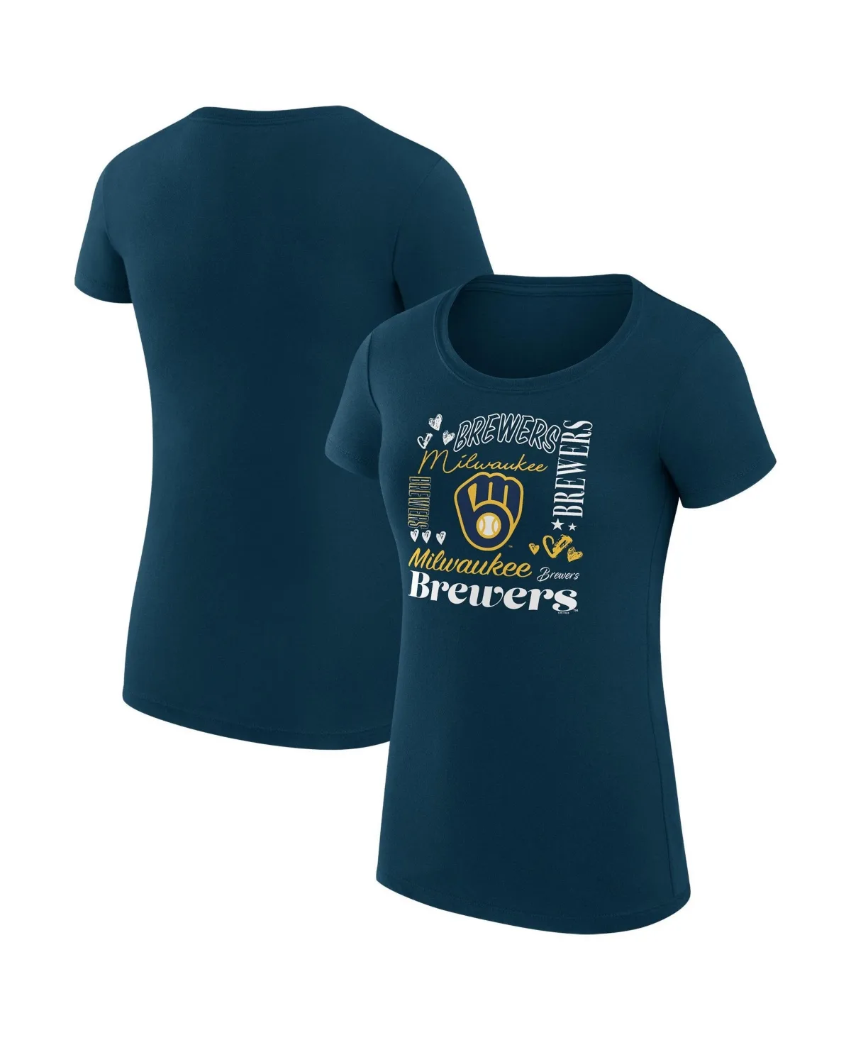 Milwaukee Brewers Super-Slim Fit Lightweight Collage Team Graphic Crew Neck T-Shirt by G-III