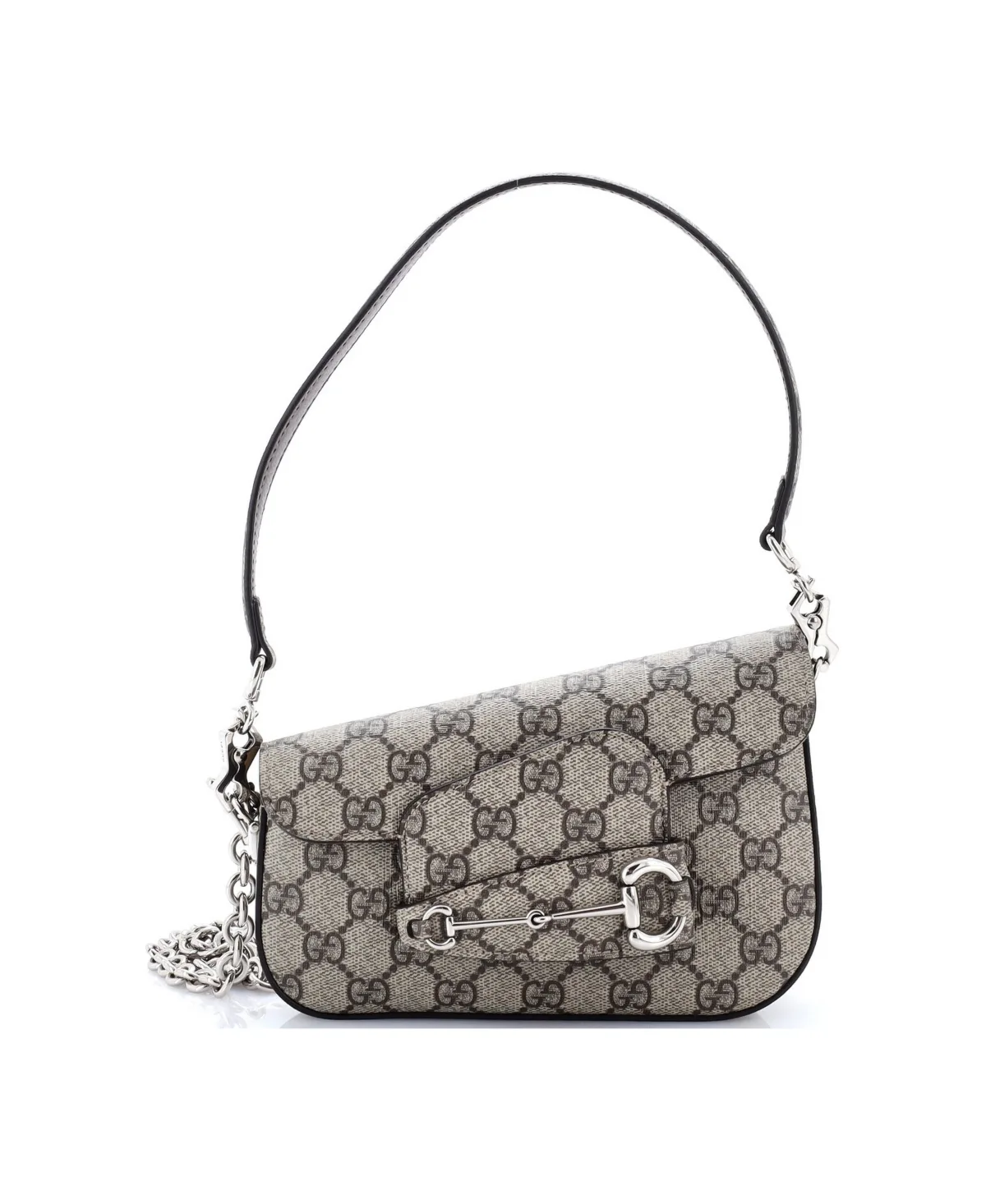 Pre-Owned Gucci Mini Horsebit 1955 Asymmetric Shoulder Bag Gg Coated Canvas by Gucci