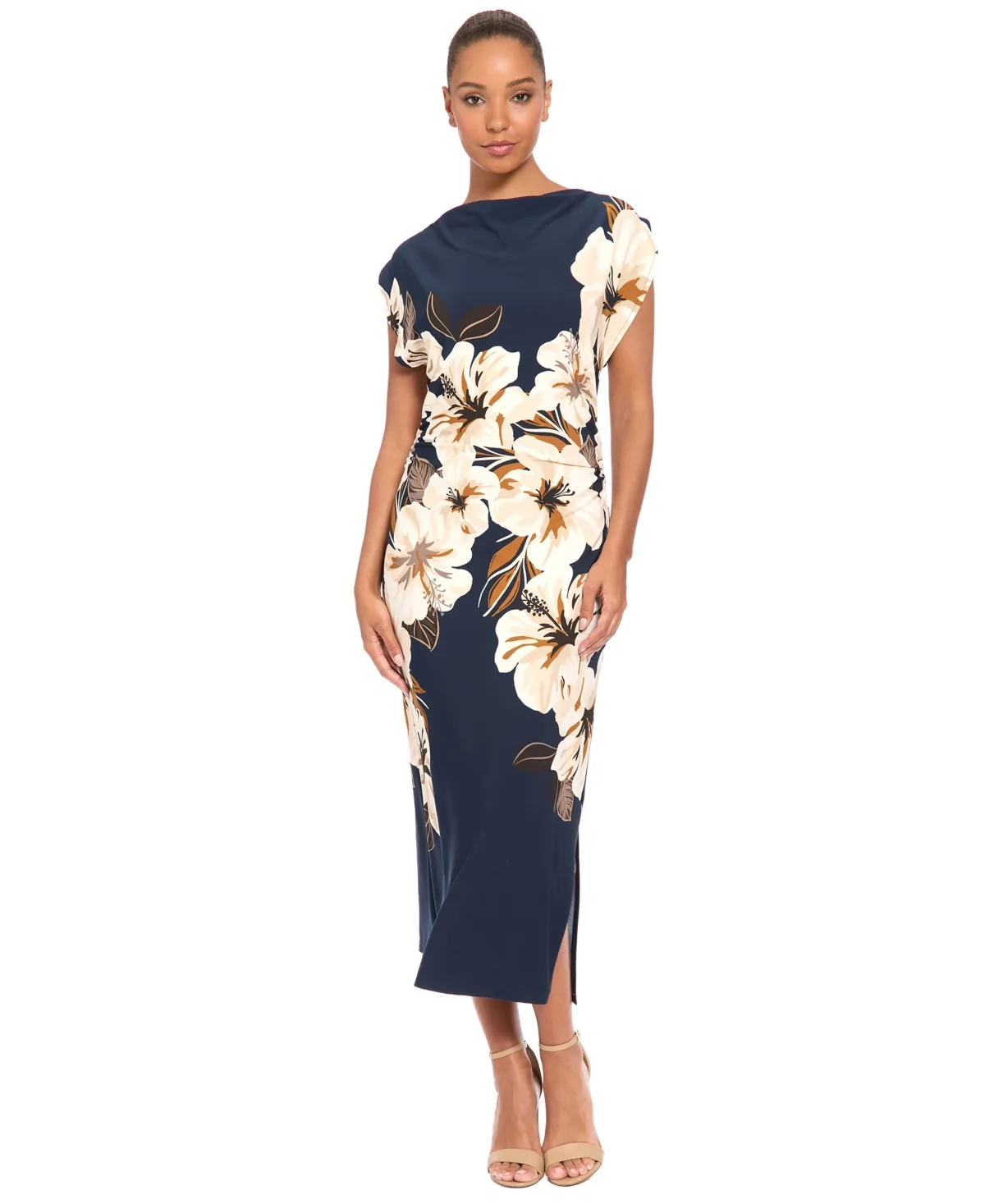 Margeaux Floral-Print Mock Neck Midi Dress by Maggy London