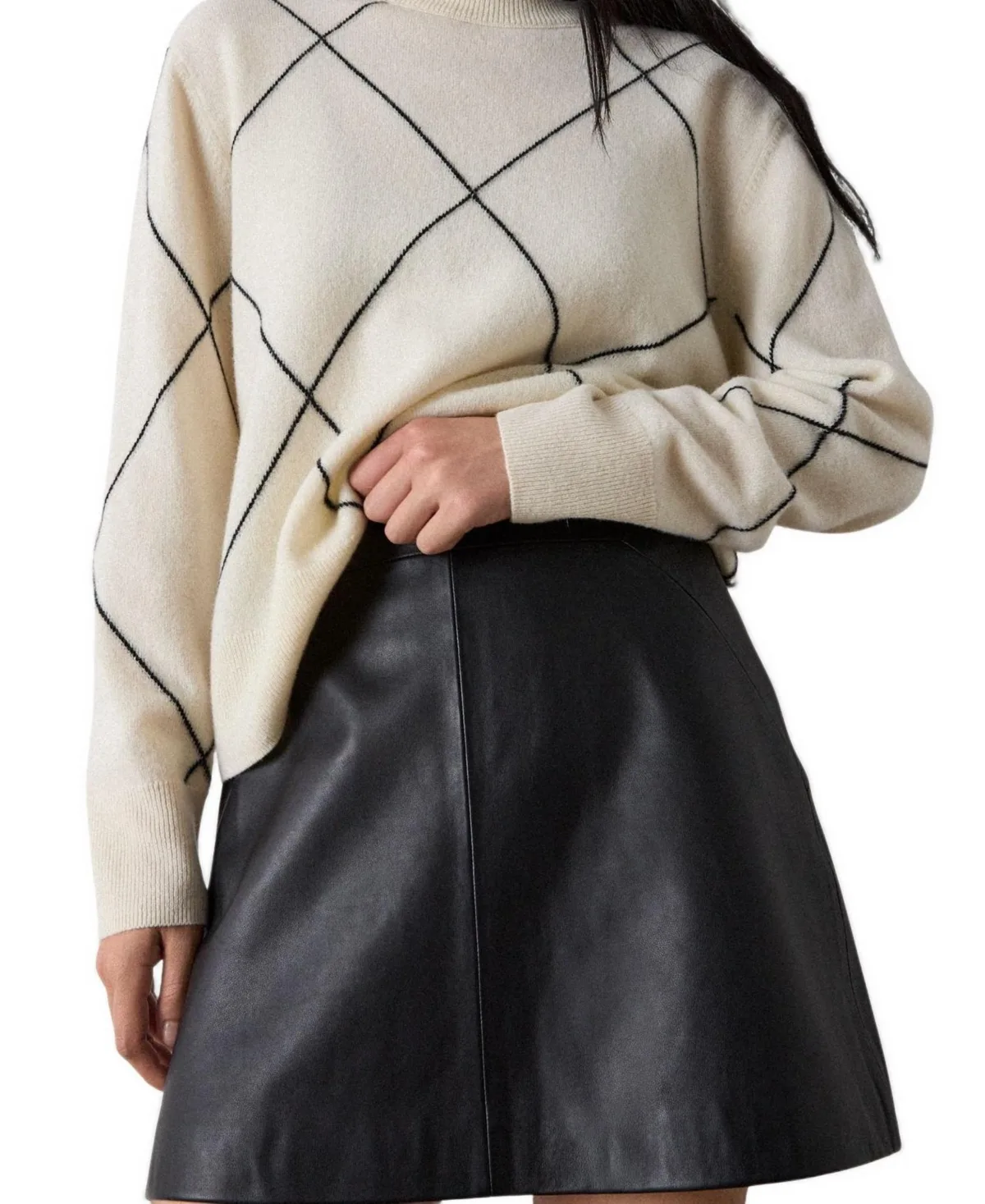 High-Waisted A-Line Leather Mini Skirt by Whistles