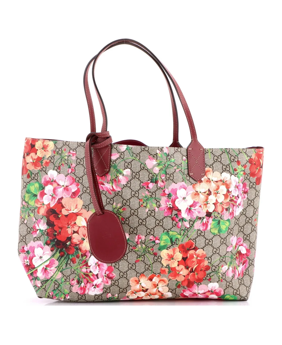 Pre-Owned Medium Reversible Tote Blooms GG Print Leather by Gucci