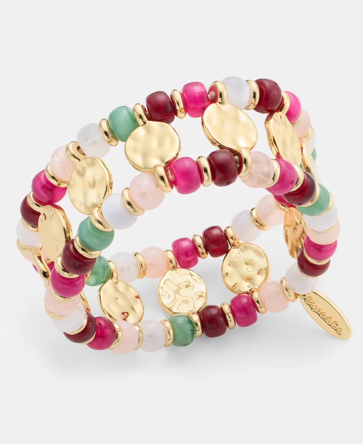 Acrylic Gold-Tone Beaded Stretch Bracelet by Style & Co