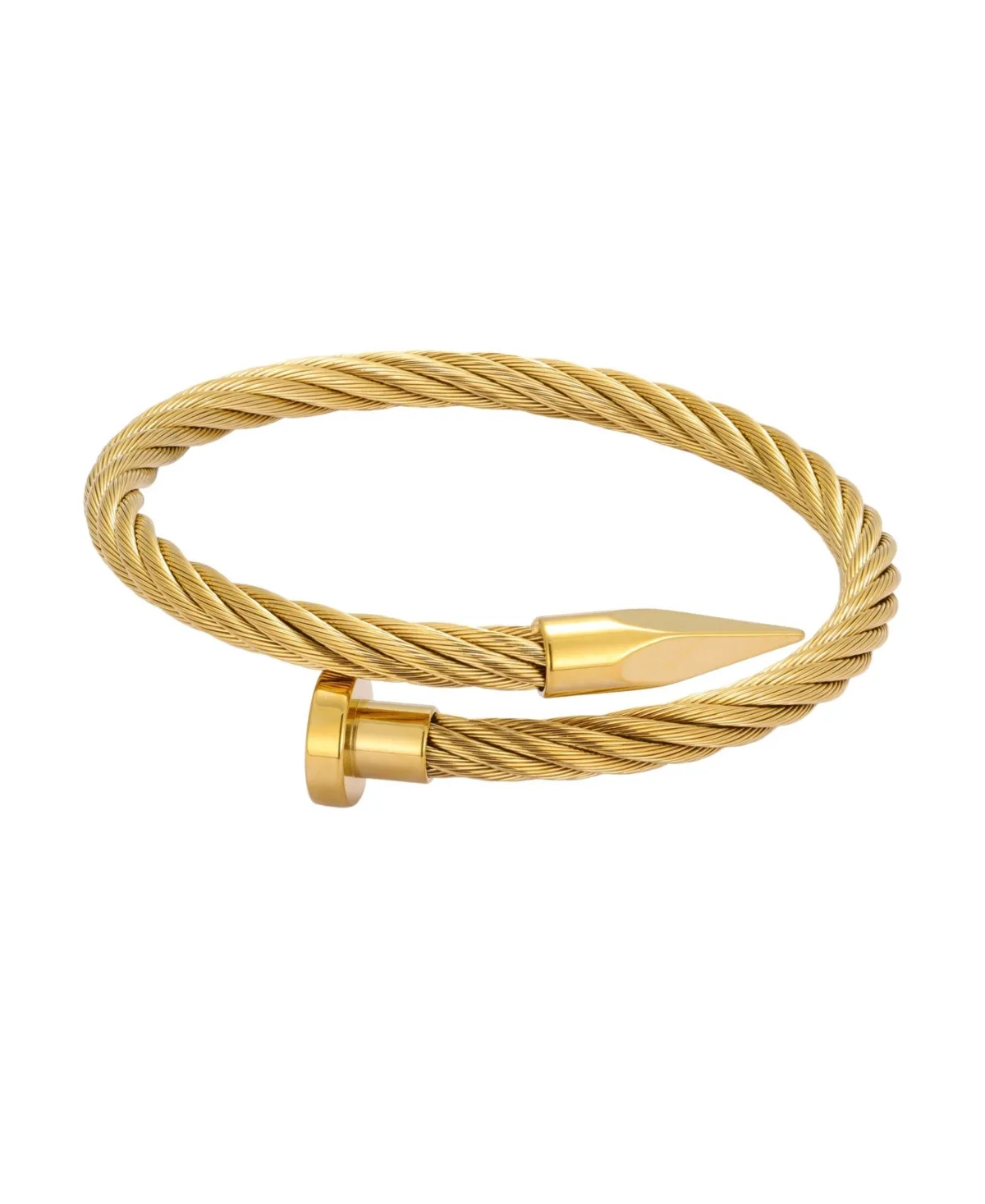 Gold-Tone Stainless Steel Nail Cuff Bracelet by Adornia