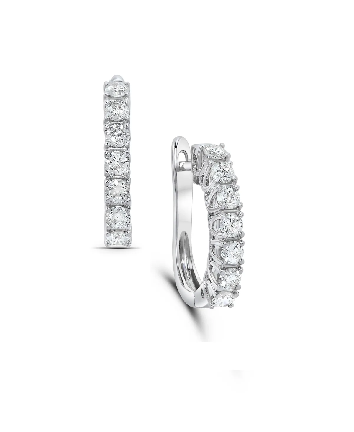 Round Diamond Hoop Earrings (1 ct. t.w.) in 14k White Gold