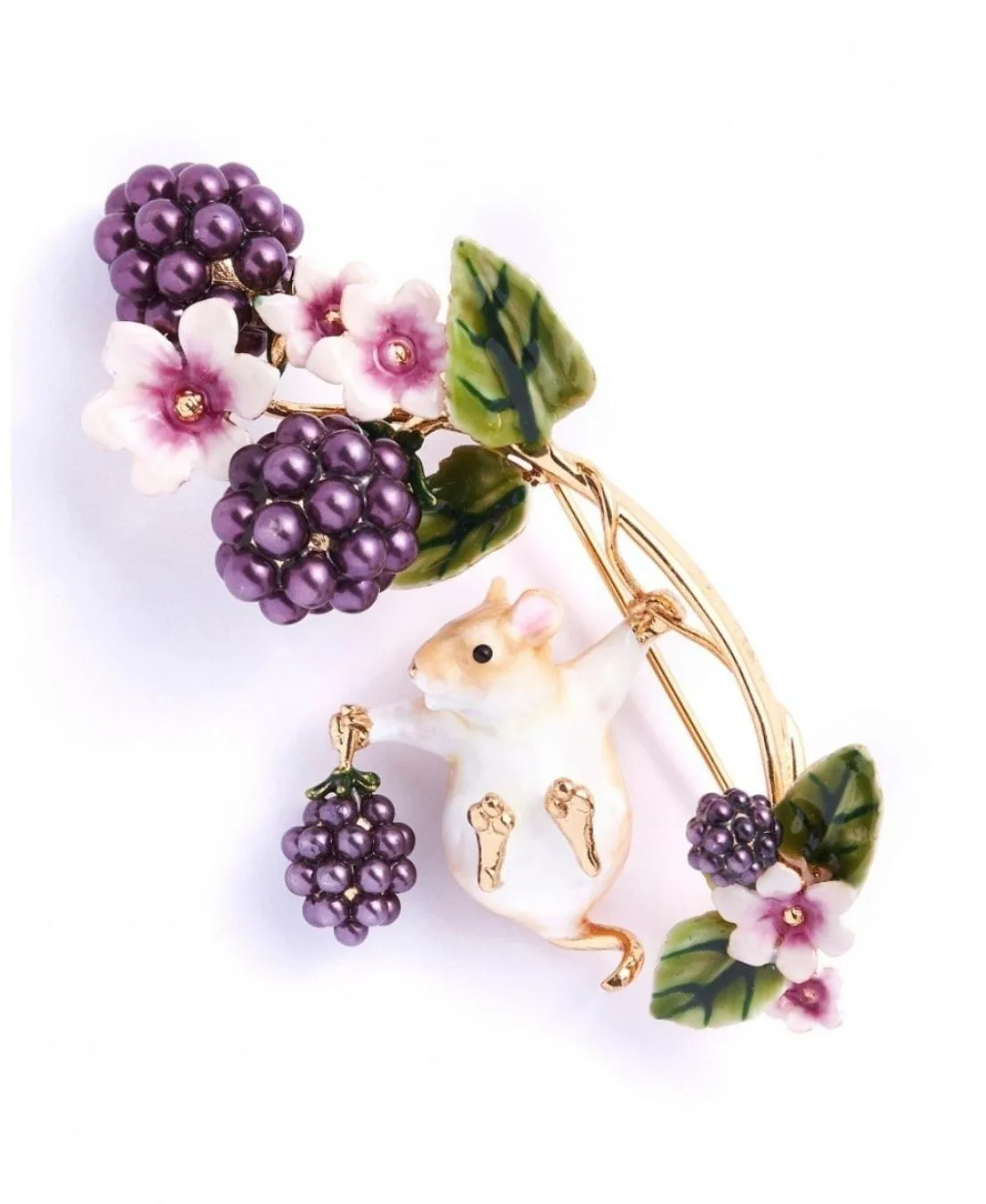 Blackberry and Mouse Brooch