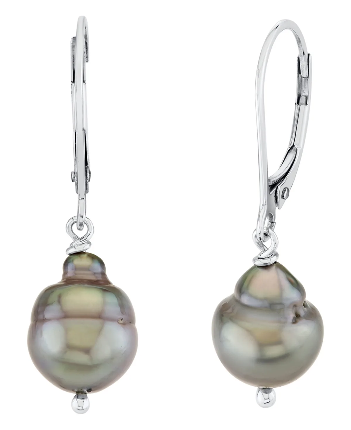 Cultured Tahitian Pearl Drop Earrings (8mm) in Sterling Silver by Macy's