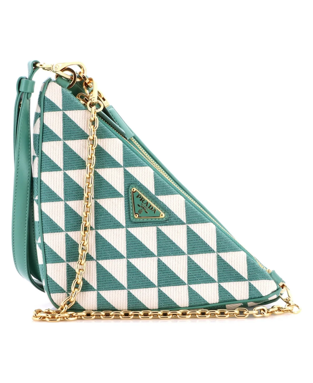 Pre-Owned Prada Mini Double Symbole Triangle Bag Leather and Jacquard