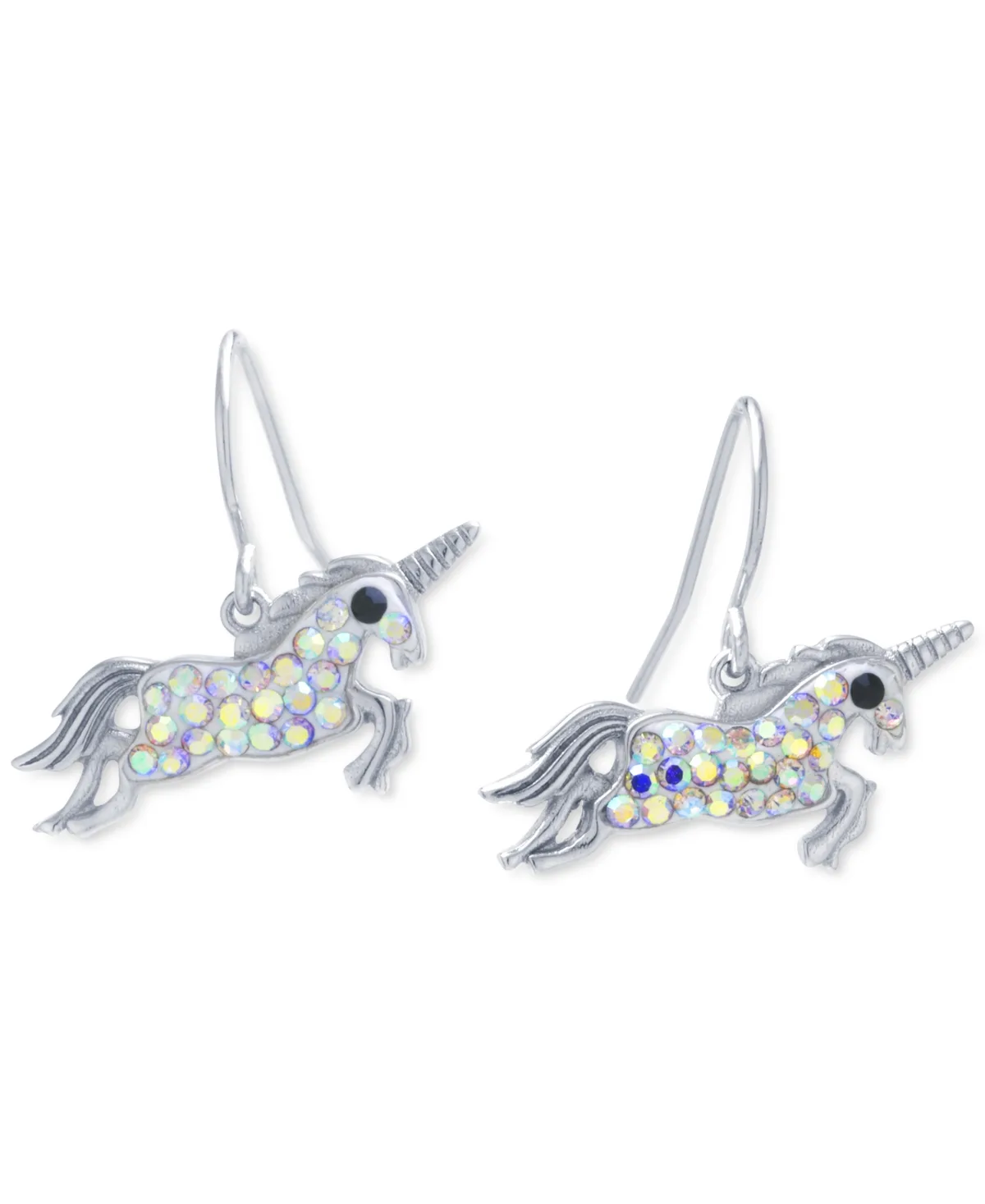 Crystal Unicorn Drop Earrings in Sterling Silver